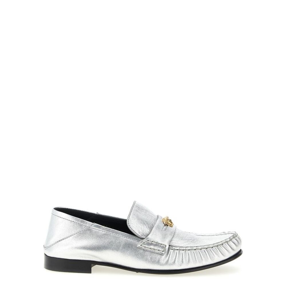 Versace Silver Lamb Leather Slip-On Women's Loafers